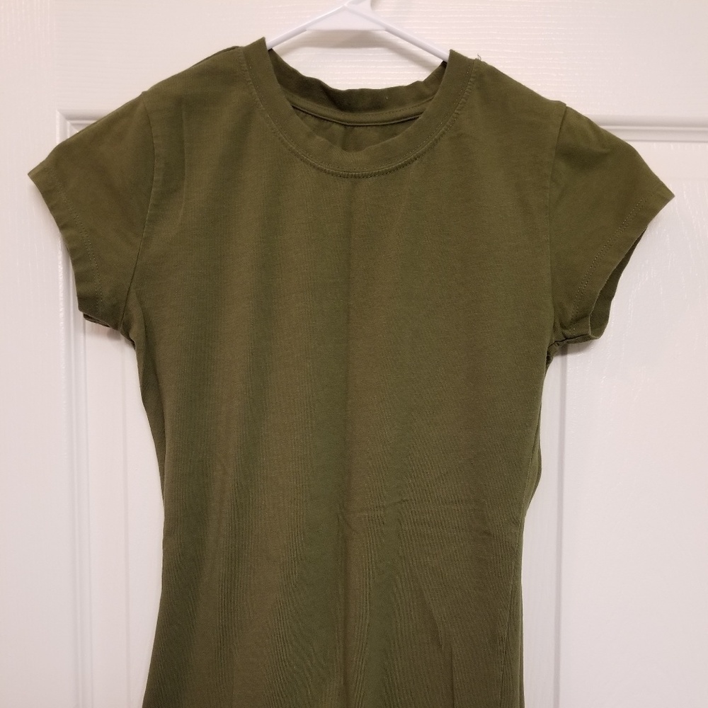Military Green Forever 21 Fitted Top